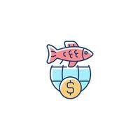 International fisheries trade permit RGB color icon. Import and export regulation. Reexport monitoring. Commercial fishery. Isolated vector illustration. Simple filled line drawing