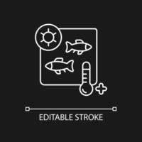 Heat treatment white linear icon for dark theme. Seafood processing. Fish sterilization. Thin line customizable illustration. Isolated vector contour symbol for night mode. Editable stroke