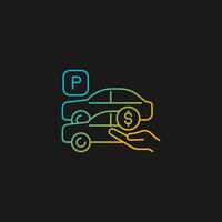Free parking spots gradient vector icon for dark theme. Provide parking for employees. Offering privileges. Thin line color symbol. Modern style pictogram. Vector isolated outline drawing