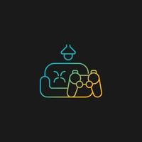 Game room gradient vector icon for dark theme. Increase employee engagement. Staff lounge area. Psychological wellbeing. Thin line color symbol. Modern style pictogram. Vector isolated outline drawing