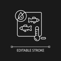 Freeze drying fish white linear icon for dark theme. Method of preservation. Vacuum and sublimation. Thin line customizable illustration. Isolated vector contour symbol for night mode. Editable stroke
