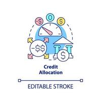 Credit allocation concept icon. Business efficiency increasing. Credit granting process abstract idea thin line illustration. Vector isolated outline color drawing. Editable stroke