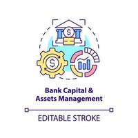 Bank capital and assets management concept icon. Capital measurement system. Financial management abstract idea thin line illustration. Vector isolated outline color drawing. Editable stroke