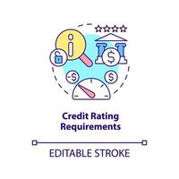 Credit rating requirements concept icon. Banking system regulation process. Financial management abstract idea thin line illustration. Vector isolated outline color drawing. Editable stroke