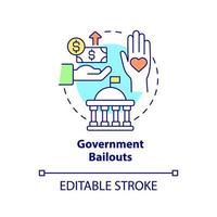 Government bailouts concept icon. Bankruptcy prevention. Financial support from government abstract idea thin line illustration. Vector isolated outline color drawing. Editable stroke