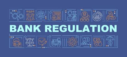 Bank supervision word concepts banner. Monetary policy. Infographics with linear icons on blue background. Isolated creative typography. Vector outline color illustration with text