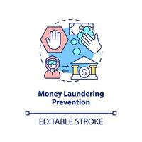 Money laundering prevention concept icon. Illegal economy. Black market. Underground economy abstract idea thin line illustration. Vector isolated outline color drawing. Editable stroke