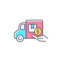 Relocation assistance RGB color icon. Employee perk. Covering moving-related expenses. Move to new city for work. Increase worker retention. Isolated vector illustration. Simple filled line drawing