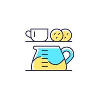 icono de color rgb de las estaciones de té. punto de café de la oficina. fomentar la interacción entre los compañeros de trabajo. tomando un descanso en el trabajo. aumentar la productividad de los empleados. ilustración vectorial aislada. dibujo lineal relleno simple vector