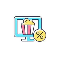 Discounts for online cinema subscription RGB color icon. Improve employee satisfaction. Providing access to entertainment service. Isolated vector illustration. Simple filled line drawing