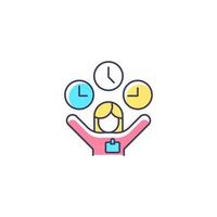 Flexible hours RGB color icon. Providing schedule flexibility. Supporting employee mental health. Work-life balance. Flextime arrangement. Isolated vector illustration. Simple filled line drawing