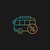 Commuting assistance gradient vector icon for dark theme. Company-paid travel to workplace. Employee transportation. Thin line color symbol. Modern style pictogram. Vector isolated outline drawing