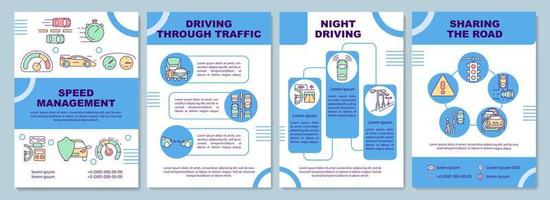 Driving courses types brochure template. Drivers education. Flyer, booklet, leaflet print, cover design with linear icons. Vector layouts for presentation, annual reports, advertisement pages