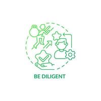 Be diligent green gradient concept icon. Pursue work goals. Employee trait. Leader development. Career advancement abstract idea thin line illustration. Vector isolated outline color drawing