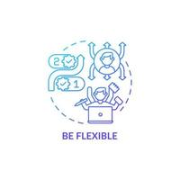 Be flexible blue gradient concept icon. Productive work in office. Manager success. Career advancement and development abstract idea thin line illustration. Vector isolated outline color drawing