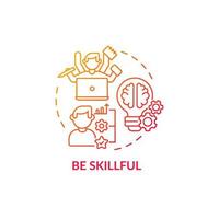 Be skillful red gradient concept icon. Employee expertise in job tasks. Productive work. Career advancement abstract idea thin line illustration. Vector isolated outline color drawing