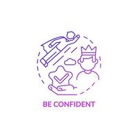 Be confident purple gradient concept icon. Personality trait for successful leader. Achieve goals. Career advancement abstract idea thin line illustration. Vector isolated outline color drawing