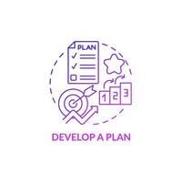 Develop plan purple gradient concept icon. Effective management and work optimization. Career advancement abstract idea thin line illustration. Vector isolated outline color drawing