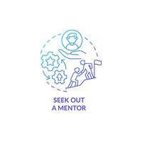 Seek out mentor blue gradient concept icon. Training for professional on job position. Career advancement abstract idea thin line illustration. Vector isolated outline color drawing