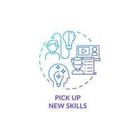 Pick up new skills blue gradient concept icon. Upskill corporate employee. Professional development. Career advancement abstract idea thin line illustration. Vector isolated outline color drawing