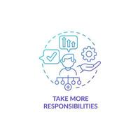 Take more responsibilities blue gradient concept icon. Corporate leader. Personal trait for employee. Career advancement abstract idea thin line illustration. Vector isolated outline color drawing