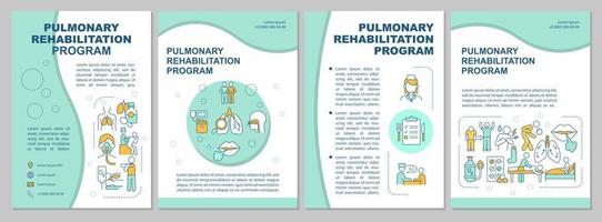 Pulmonary rehabilitation program blue brochure template. Flyer, booklet, leaflet print, cover design with linear icons. Vector layouts for presentation, annual reports, advertisement pages