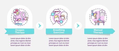 Lungs rehabilitation vector infographic template. Presentation outline design elements. Data visualization with 3 steps. Process timeline info chart. Workflow layout with line icons