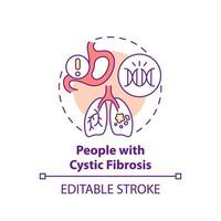 People with cystic fibrosis concept icon. Genetic respiratory illness abstract idea thin line illustration. Airway blocked with mucus. Vector isolated outline color drawing. Editable stroke