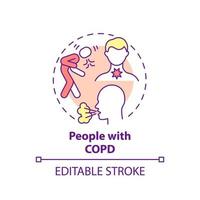 People with copd concept icon. Respiratory illness rehabilitation abstract idea thin line illustration. Chronic obstructive pulmonary disease. Vector isolated outline color drawing. Editable stroke