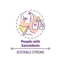 People with sarcoidosis concept icon. Pulmonary rehabilitation abstract idea thin line illustration. Lungs and skin bumps. Chronic disease. Vector isolated outline color drawing. Editable stroke