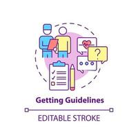 Getting guidelines concept icon. Pulmonary rehabilitation abstract idea thin line illustration. Doctor advice and prescription. Rehab program. Vector isolated outline color drawing. Editable stroke