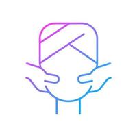 Face massage gradient linear vector icon. Stimulating pressure points. Promote blood flow in skin. Boost collagen level. Thin line color symbol. Modern style pictogram. Vector isolated outline drawing