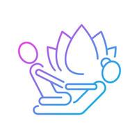 Thai massage gradient linear vector icon. Gradual stretching. Therapeutic touch. Improve mobility, flexibility. Thin line color symbol. Modern style pictogram. Vector isolated outline drawing