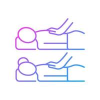 Couples massage gradient linear vector icon. Increase bonding in relationship. Side-by-side massage tables. Thin line color symbol. Modern style pictogram. Vector isolated outline drawing