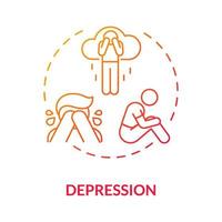Depression red gradient concept icon. Hate speech effect abstract idea thin line illustration. Mental illness. Emotional health condition. Mood disorder. Vector isolated outline color drawing