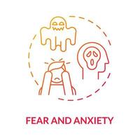 Fear and anxiety red gradient concept icon. Hate speech effect abstract idea thin line illustration. Emotional state. Posttraumatic stress. Unpleasant feelings. Vector isolated outline color drawing