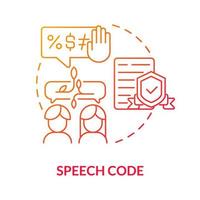 Speech code red gradient concept icon. Public communication limitation abstract idea thin line illustration. Content-based law. Banning hate speech. Vector isolated outline color drawing