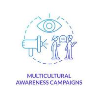 Multicultural awareness campaigns blue gradient concept icon. Hate speech countering abstract idea thin line illustration. Promoting inclusion and tolerance. Vector isolated outline color drawing