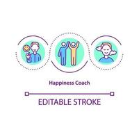 Happiness coach concept icon. Positive thinking abstract idea thin line illustration. Person that supports in transforming state of mind. Vector isolated outline color drawing. Editable stroke