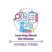 Learning about disease concept icon. Pulmonary awareness abstract idea thin line illustration. Respirtory illness symptoms and treatment. Vector isolated outline color drawing. Editable stroke