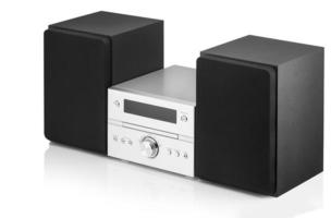 music center with two speakers on a white background photo