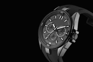 wrist mechanical watch on a black background closeup photo