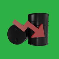 3d render illustration Oil Barrels with Red Arrow up. Financial crisis photo