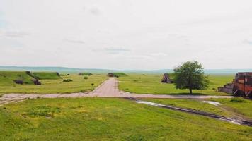 Luftbild Militärflugplatz Shiraki in der Republik Georgia. video