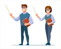 Male and female teacher character set vector