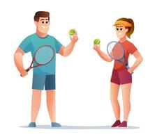 personajes de jugador de tenis hombre y mujer vector