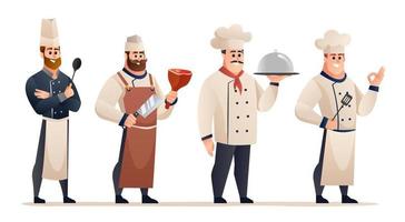 Set of professional male chef characters vector