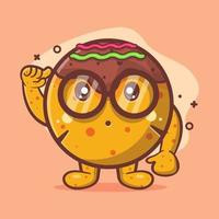 genio takoyaki personaje de comida dibujos animados aislados en diseño de estilo plano vector