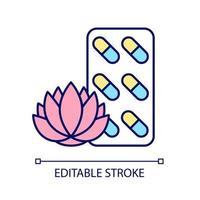 Tranquilizing supplements RGB color icon. Stress relieving complementary medicine. Nervousness reducing. Pills for peaceful rest. Isolated vector illustration. Simple filled line drawing