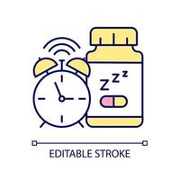 Supplements for insomnia RGB color icon. Sleep deprivation medication. Sleep promoting supplements. Remedy for falling asleep. Isolated vector illustration. Simple filled line drawing